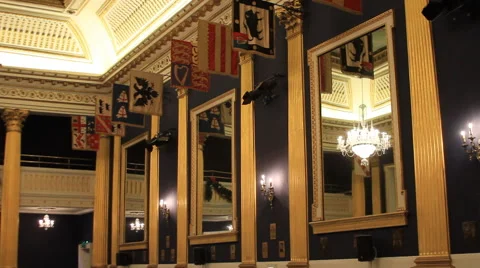 St Patrick's Hall mirrored wall in Dublin Castle Stock Footage 44919941