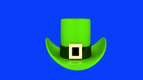 St. Patrick's hat flies on blue screen. 3D animation for St. Patrick's Day. Stock Footage 302155876