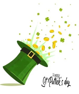 St. Patrick's hat with leaf clover. Isolated white background. Illustrazione stock