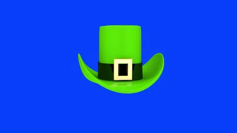 St. Patrick's hat spinning on blue screen. 3D animation for St. Patrick's Day. Stock Footage 301217923