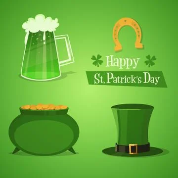 St Patricks Icons Stock Illustration