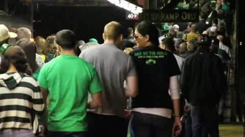 St Patricks Parade Green CROWD Stock Footage 1688756