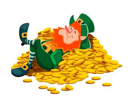 St Patrick's sleeping on gold leprechaun character Stock Illustration