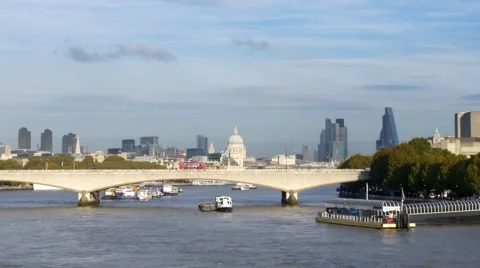 St Paul cathedral and part of the City of London Stock Footage 56699364
