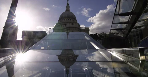 St Paul cathedral in London with clouds reflected in a mirror Stock Footage 68986203