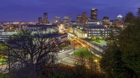 St Paul at Dark Transit and Cityscape 4K UHD Timelapse Stock Footage 73461174