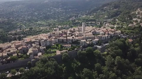 St Paul de Vence drone shot aerial Stock Footage 199426199
