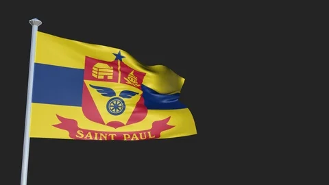 St. Paul Minnesota - Loopable 3D flag animation with Alpha Channel and Transp 스톡 동영상 91053501