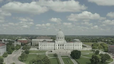 St Paul MN State Capitol Building and Park Pan Rotate Left Drone Video stock 138024166
