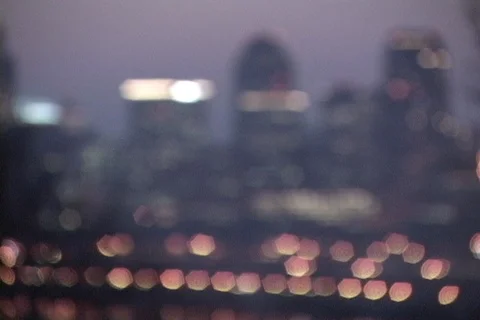 St Paul skyline dusk rack focus- plane thru frame Stock Footage 124672884