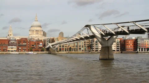 St Paul's and the Millenium Bridge Stock Footage 921727