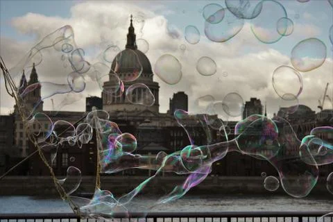 St Paul's Cathedral with bubbles Stock Photos
