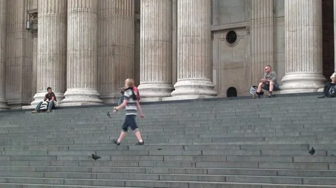 St Paul's Cathedral Steps Stock Footage 995968