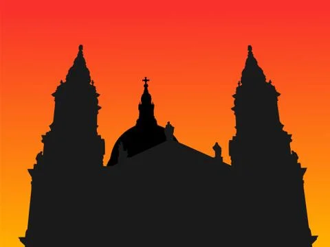 St paul's cathedral at sunset Illustrazione stock