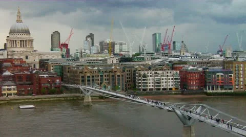 St. Paul's Cathedral, The Thames Stock Footage 10808923
