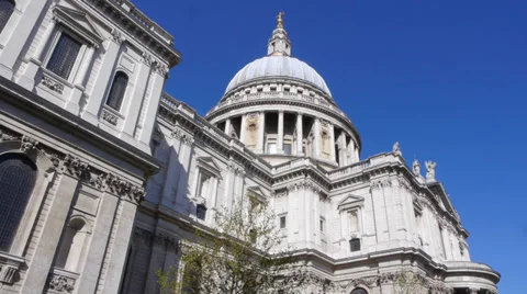St Pauls Cathedral viewed from a low angle Stock Footage 37249224