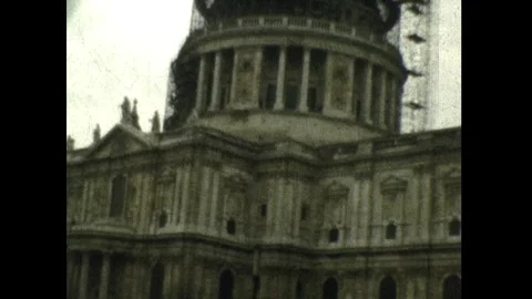 St Pauls Catherdral having work done on it 1965 Stock Footage 253483852