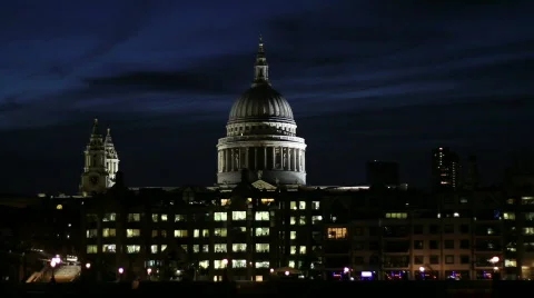 St Paul's London Night Stock Footage