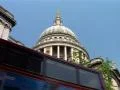 St Pauls low angle with Bus passing, London England GFSD SD Footage