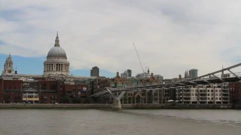 St Paul's &amp; Millenium Bridge Stock Footage 882657