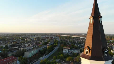 St. Peter and Paul cathedral tower with cross on top in Siauliai city. Cathol 스톡 동영상 155285849