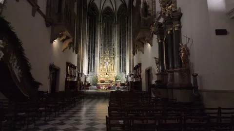 St. Peter and Paul Cathedral Brno Interior - Czech Republic Gothic Slow Motion Video stock 328198094