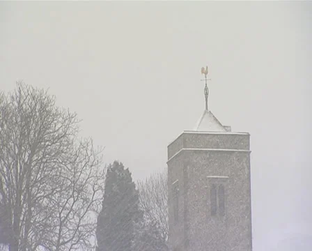 St Peter and St. Paul church Trottiscliffe in snow Stock Footage 32539368