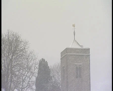 St Peter and St. Paul church Trottiscliffe in snow Stock Footage 35876216