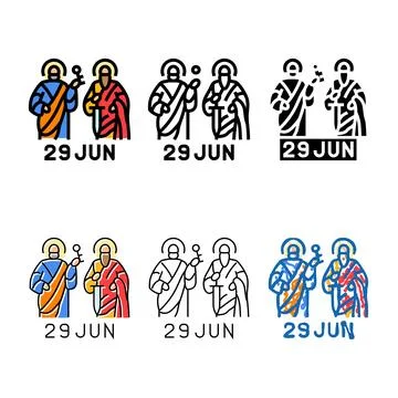 St peter and st paul feast catholic styles holiday color icon vector Illustration