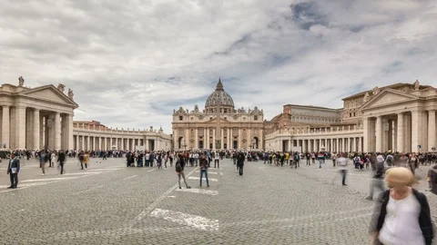 St. Peter Basilica and St. Peter's Square, Vatican City, Rome Stock Footage 92162603