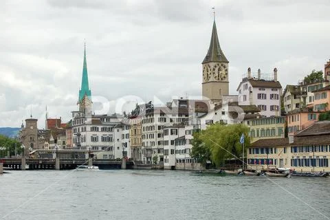 St Peter Church and Our Lady Church - Zurich Stock Photos