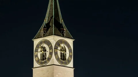 St. Peter church clock tower in Zurich, Switzerland Stock Footage 81851465