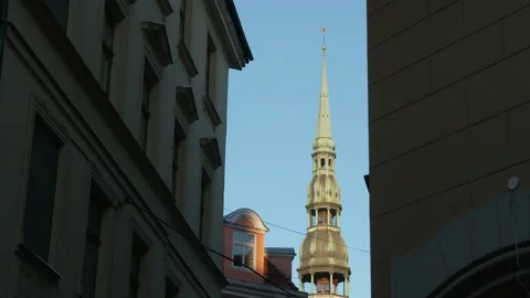 St. Peter church, Riga, Latvia Stock Footage