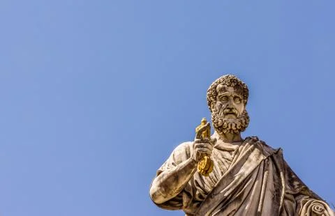 St. Peter with the keys in his hand, in front of St. Peters church, Rome Stock Photos