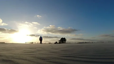 St. Peter-Ording Beach Sankt Peter-Ording Strand Sand Ocean Germany Stock Footage 205549818