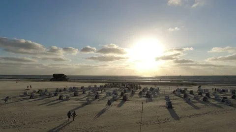 St. Peter-Ording Beach Sankt Peter-Ording Strand Sand Ocean Germany Stock Footage 205549819
