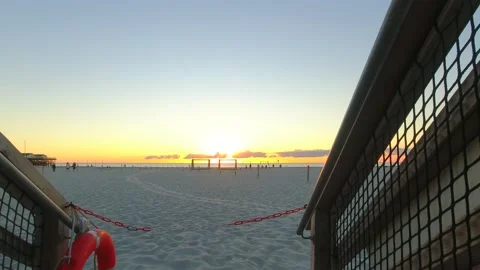 St. Peter-Ording Beach Sankt Peter-Ording Strand Sand Ocean Germany Sunset Stock Footage 206078368