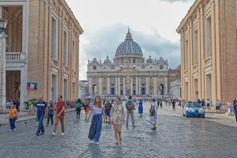 St. Peter square in Vatican cloudy day Stock Photos