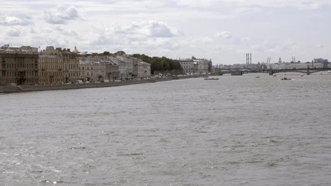 St Peter &amp; St Paul Cathedral and Fortress beside the River Neva Stock Footage 115097068