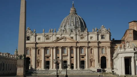 St. Peter's Basilica classical view of the square with part of the obelisk 스톡 동영상 148748275
