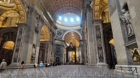 St. Peter’s Basilica - Interior View with Chairs Setup. Stockbeeldmateriaal 330429649