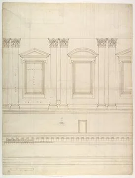 St. Peter's, drum, interior, elevation (recto) St. Peter's, drum, pedestal,.. Stock Illustration