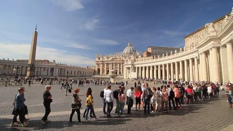 St. Peter's Square and Basilica in Vatican City, Rome, Italy Stock Footage 82389832