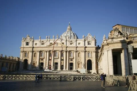 St. Peter's Square is a large square located just west of the Borgo neighborhood Stock Photos