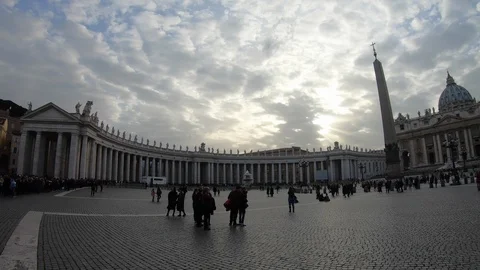 St. Peter's Square (pan) at Sunset Video stock 101003590