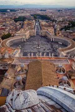St. Peter's Square, Piazza San Pietro in Vatican City. Italy. View from St. P Stock Photos