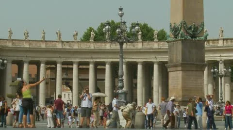 St Peters square tourists Stock Footage