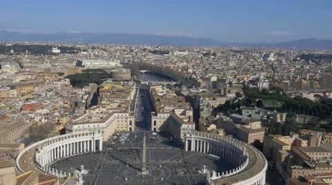 St. Peter's square view from the dome of St. Peter Basilica Rome Italy 4k aerial 스톡 동영상 50636365