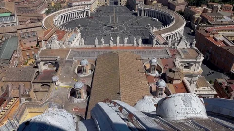 St. Peter's square, view from the dome of St. Peter Basilica, time-lapse. Rome, Stock Footage 75348838