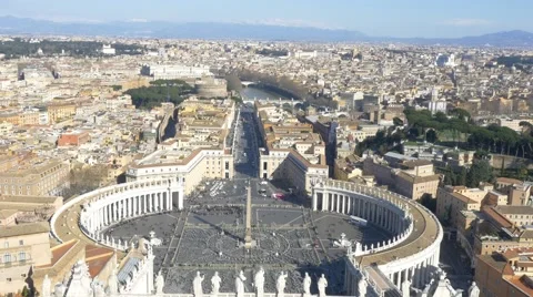 St. Peter's square view Rome Italy 4k aerial rome city Stock Footage 50636484